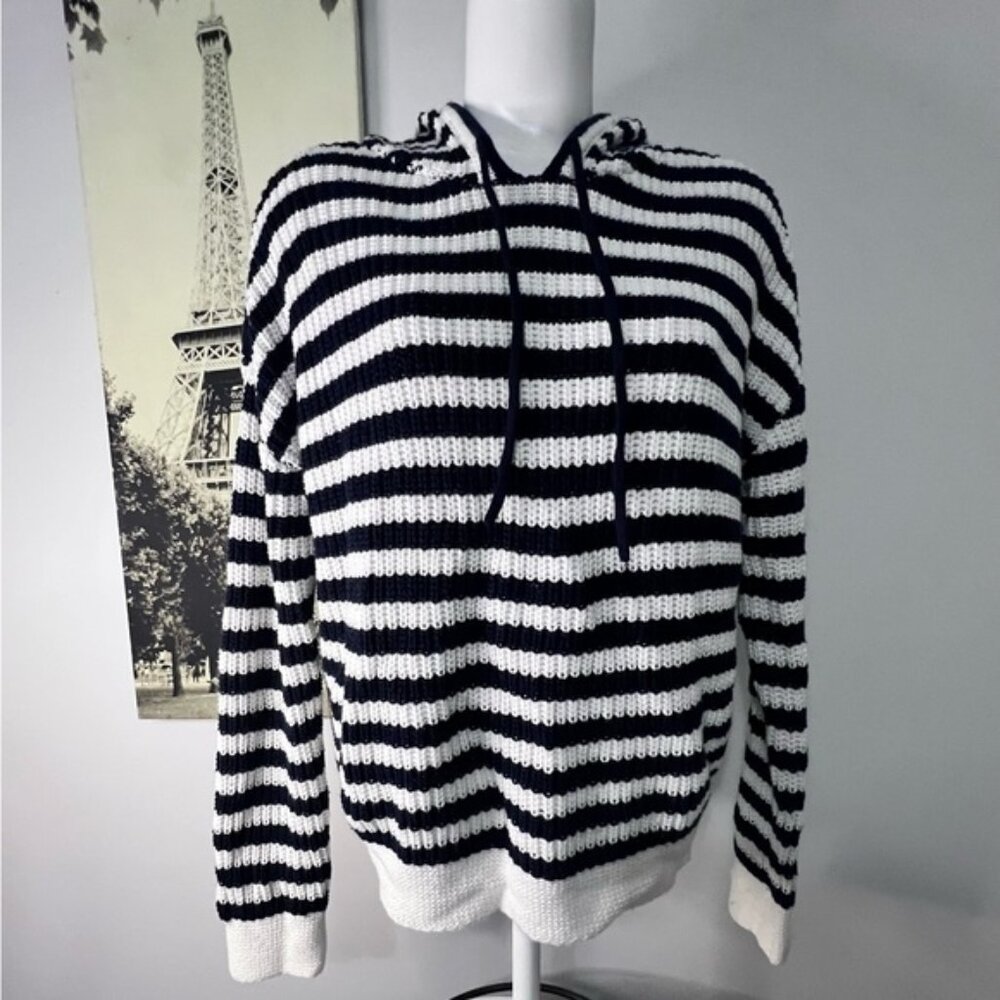Workshop Republic Clothing Black and White Striped Sweater
